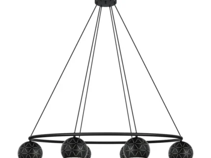 Eglo 98456 "CANTALLOPS" 110 Cm Yüksekliğinde Çelik Siyah, Beyaz Sarkıt Avize
